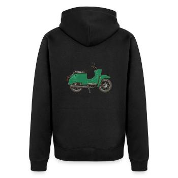 Schwalli grün KR51/2 - Unisex Premium Bio Zip Hoodie - Schwarz - Hinten - Nico (187cm)