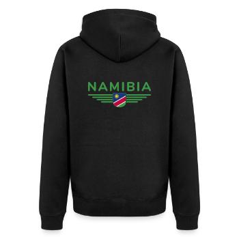 Namibia T-Shirt for Fans and Travelers - Unisex Premium Organic Zip Hoodie - black - Back - Nico (187cm)