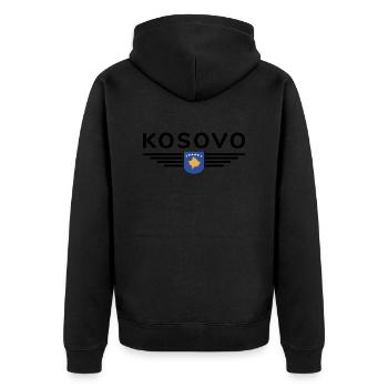 Kosovo Fan T-Shirt Design - Unisex Premium Bio Zip Hoodie - Schwarz - Hinten - Nico (187cm)