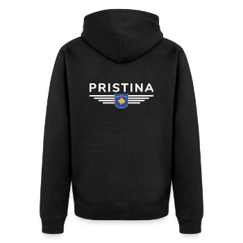 Pristina Kosovo Fan T-Shirt Design - Veste à capuche bio Premium Unisexe - noir - Dos - Nico (187cm)