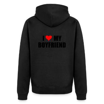 i love my My Boyfriend - Veste à capuche bio Premium Unisexe - noir - Dos - Nico (187cm)