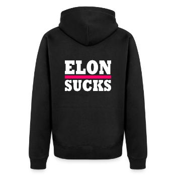 Elon sucks - Unisex Premium Organic Zip Hoodie - black - Back - Nico (187cm)