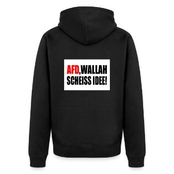Afd wallah scheiss idee - Unisex Premium Bio Zip Hoodie - Schwarz - Hinten - Nico (187cm)