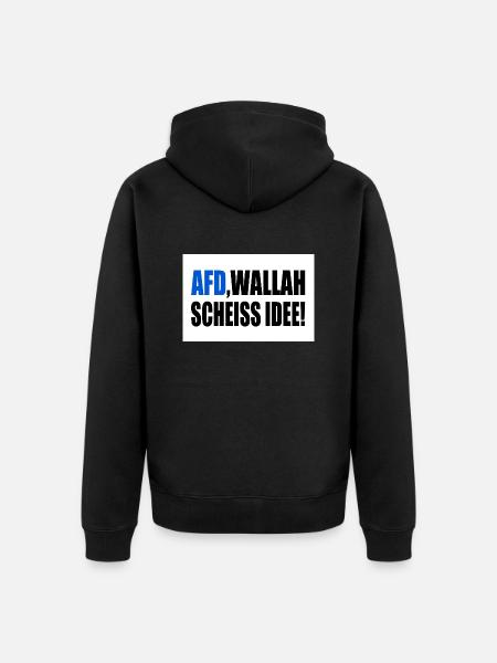 Afd wallah scheiss idee - Unisex Premium Bio Zip Hoodie - Schwarz