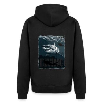 Unterwasserabenteuer 🐟🤿 - Unisex Premium Bio Zip Hoodie - Schwarz - Hinten - Nico (187cm)
