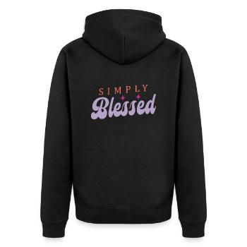 Simply - Unisex Premium Organic Zip Hoodie - black - Back - Nico (187cm)