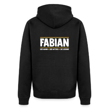 Fabian - Unisex Premium Organic Zip Hoodie - black - Back - Nico (187cm)