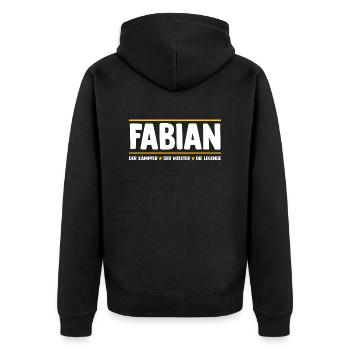 Fabian - Unisex Premium Organic Zip Hoodie - black - Back - Nico (187cm)