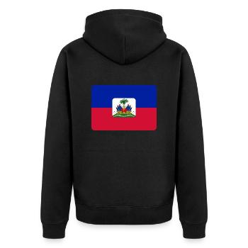 Haiti - Unisex Premium Bio Zip Hoodie - Schwarz - Hinten - Nico (187cm)
