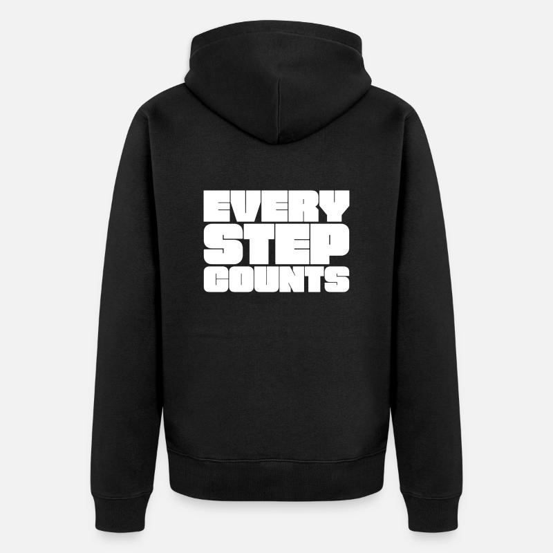 Jeder Schritt zählt - Unisex Premium Bio Zip Hoodie - Schwarz