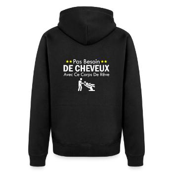 Pas besoin de cheveux avec ce corps de rêve - Veste à capuche bio Premium Unisexe - noir - Dos - Nico (187cm)
