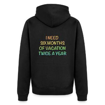Ferien - Unisex Premium Bio Zip Hoodie - Schwarz - Hinten - Nico (187cm)