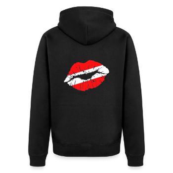 Kuss (Österreich / Austria) 01 - Unisex Premium Bio Zip Hoodie - Schwarz - Hinten - Nico (187cm)