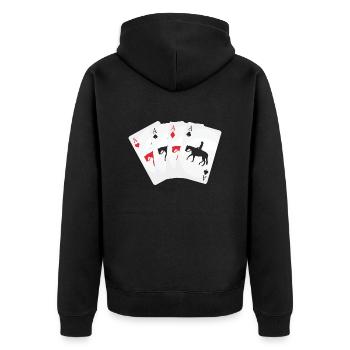 Kartenspiel Westernreiter - Unisex Premium Bio Zip Hoodie - Schwarz - Hinten - Nico (187cm)