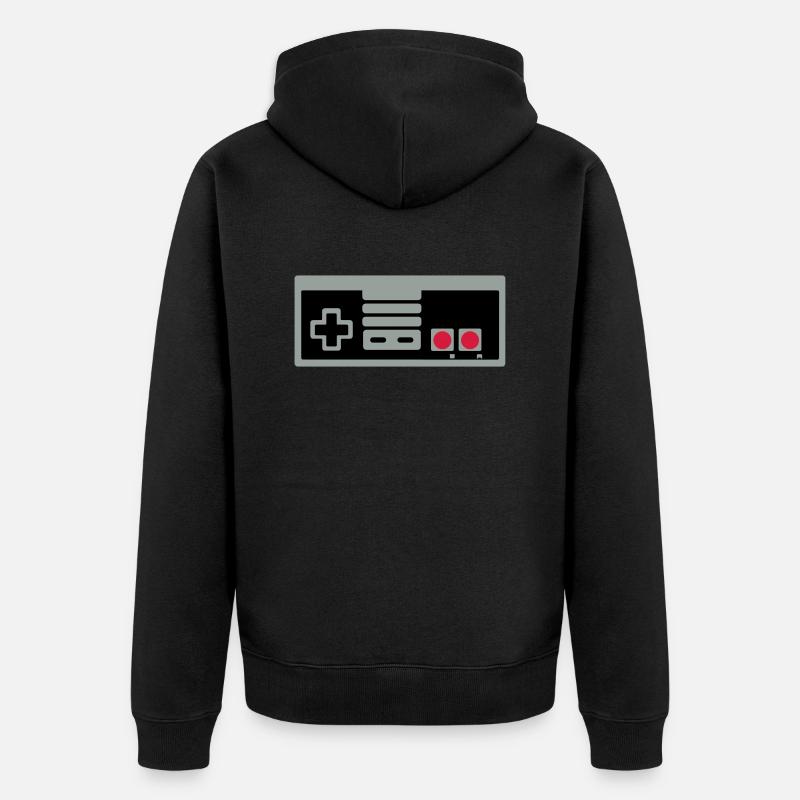 Super Retro Controller - Unisex Premium Bio Zip Hoodie - Schwarz