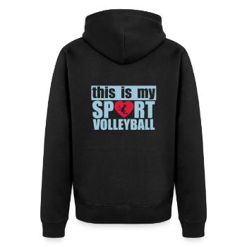 this is my love sports volleyball - Unisex Premium Organic Zip Hoodie - black - Back - Nico (187cm)
