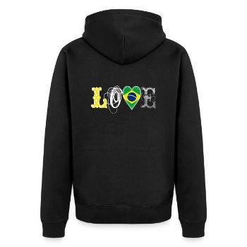 Love Brazil White - Unisex Premium Organic Zip Hoodie - black - Back - Nico (187cm)