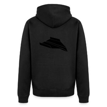 faltflugzeug - Unisex Premium Bio Zip Hoodie - Schwarz - Hinten - Nico (187cm)