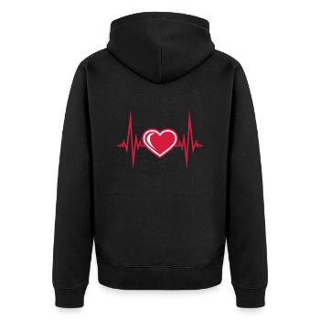 herzschlag puls herz frequenz symbol liebe verlieb - Unisex Premium Bio Zip Hoodie - Schwarz - Hinten - Nico (187cm)