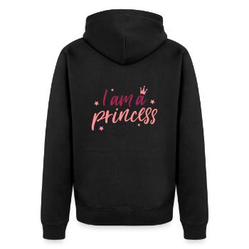 I am a princess - Unisex Premium Organic Zip Hoodie - black - Back - Nico (187cm)