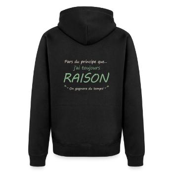 Pars du principe que j'ai toujours raison! - Veste à capuche bio Premium Unisexe - noir - Dos - Nico (187cm)