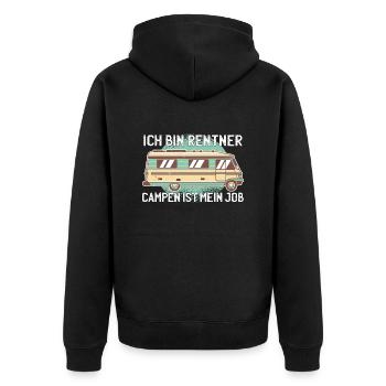 ICH BIN RENTNER - CAMPEN IST MEIN JOB - Unisex Premium Bio Zip Hoodie - Schwarz - Hinten - Nico (187cm)