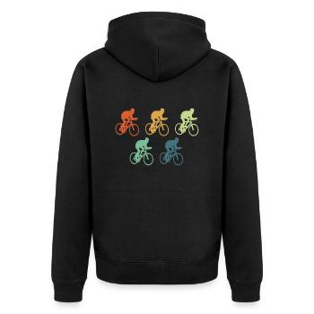 Fahrrad Vintage Retro Bike - Unisex Premium Bio Zip Hoodie - Schwarz - Hinten - Nico (187cm)
