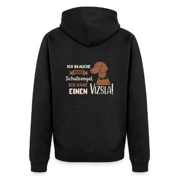 VISZLA - Schutzengel - Unisex Premium Bio Zip Hoodie - Schwarz - Hinten - Nico (187cm)