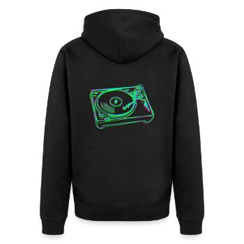 Turntable Vinyl Stilisiert Bunt - Unisex Premium Bio Zip Hoodie - Schwarz - Hinten - Nico (187cm)