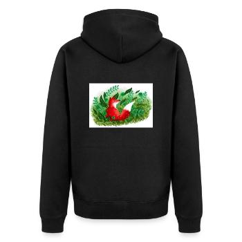 Fuchs - Unisex Premium Bio Zip Hoodie - Schwarz - Hinten - Nico (187cm)