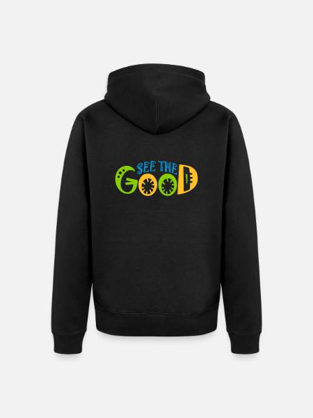 see the good quote - Unisex Premium Organic Zip Hoodie - black