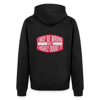 I may be wrong - Unisex Premium Organic Zip Hoodie - black - Back - Nico (187cm)