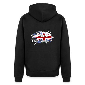 god save the king - New King England - Unisex Premium Organic Zip Hoodie - black - Back - Nico (187cm)