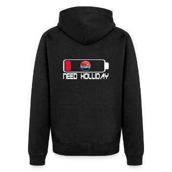 Battery Holliday - Unisex Premium Organic Zip Hoodie - black - Back - Nico (187cm)