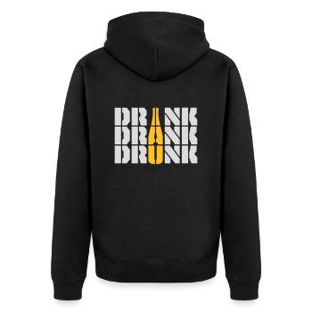 drink drank drunk Zitat - Unisex Premium Bio Zip Hoodie - Schwarz - Hinten - Nico (187cm)
