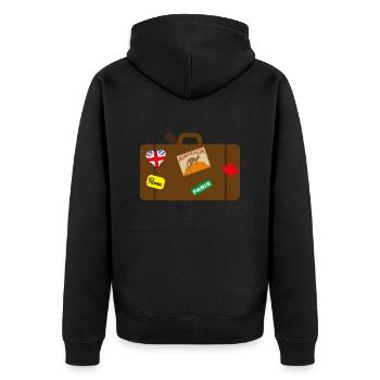 travel - Unisex Premium Organic Zip Hoodie - black - Back - Nico (187cm)