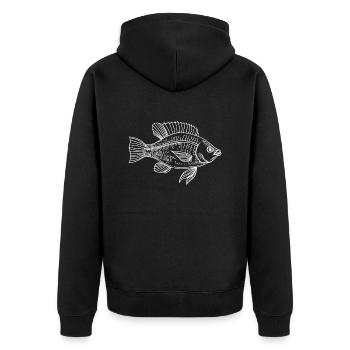 Fisch - Unisex Premium Bio Zip Hoodie - Schwarz - Hinten - Nico (187cm)
