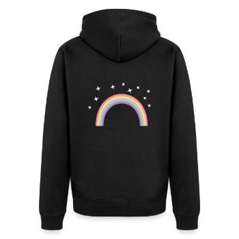 REGENBOGEN STERNE - Unisex Premium Bio Zip Hoodie - Schwarz - Hinten - Nico (187cm)