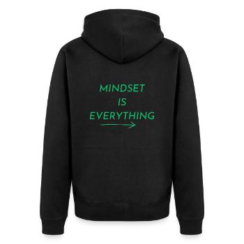 MINDSET IS EVERTHING - Unisex Premium Bio Zip Hoodie - Schwarz - Hinten - Nico (187cm)