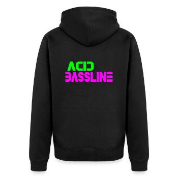 Acid-Bassline - Unisex Premium Bio Zip Hoodie - Schwarz - Hinten - Nico (187cm)