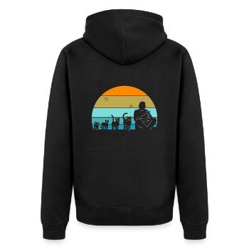 Cat Evolution - Unisex Premium Organic Zip Hoodie - black - Back - Nico (187cm)