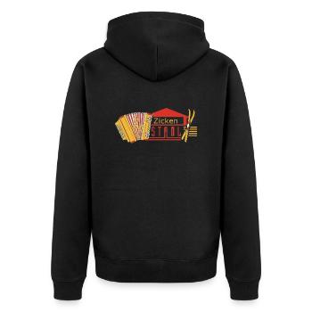 Zickenstadl - Unisex Premium Organic Zip Hoodie - black - Back - Nico (187cm)