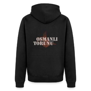 Osmanlı Torunu - Unisex Premium Bio Zip Hoodie - Schwarz - Hinten - Nico (187cm)