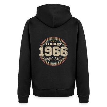 1966 Retro Vintage Geburtstag geboren in - 1966 - Unisex Premium Bio Zip Hoodie - Schwarz - Hinten - Nico (187cm)