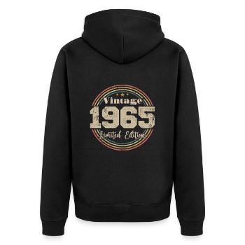 1965 Anniversaire Vintage Rétro Né En - 1965 - Veste à capuche bio Premium Unisexe - noir - Dos - Nico (187cm)