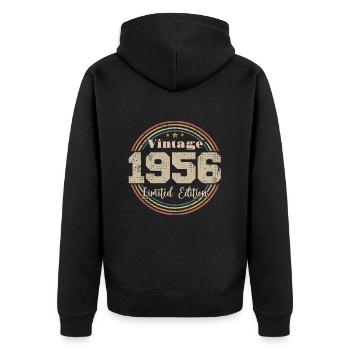 1956 Retro Vintage Geburtstag geboren in - 1956 - Unisex Premium Bio Zip Hoodie - Schwarz - Hinten - Nico (187cm)