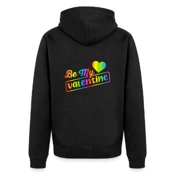 Liebe mich Valentinstag Alles Gute zum Valentinstag Valentinstag - Unisex Premium Bio Zip Hoodie - Schwarz - Hinten - Nico (187cm)