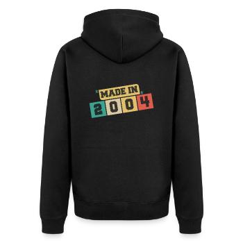 2004 Geburtstag 2004 Jahrgang 2004 Geburtstag - Unisex Premium Bio Zip Hoodie - Schwarz - Hinten - Nico (187cm)