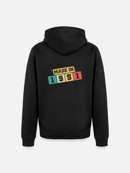 1951 anniversaire 1951 né en 1951 anniversaire - Premium økologisk unisex-hættejakke - sort