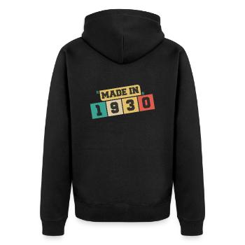 1930 Geburtstag 1930 Jahrgang 1930 Geburtstag - Unisex Premium Bio Zip Hoodie - Schwarz - Hinten - Nico (187cm)